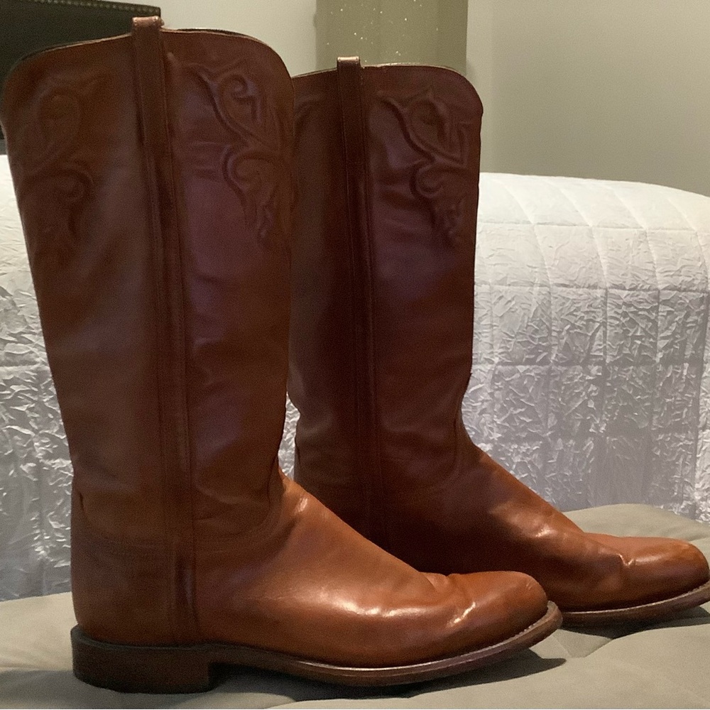 Lucchese Vintage Honey Rose Tall Leather Boots Size 11 - Picture 2 of 16